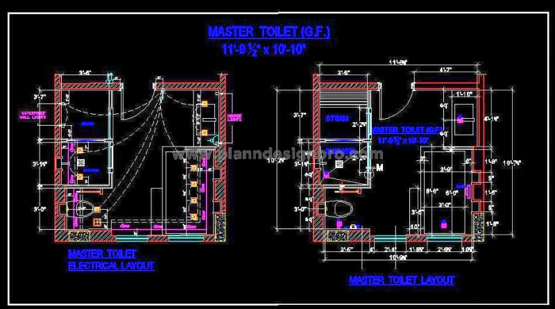 Master Toilet Floor Plan and RCP Design in AutoCAD DWG